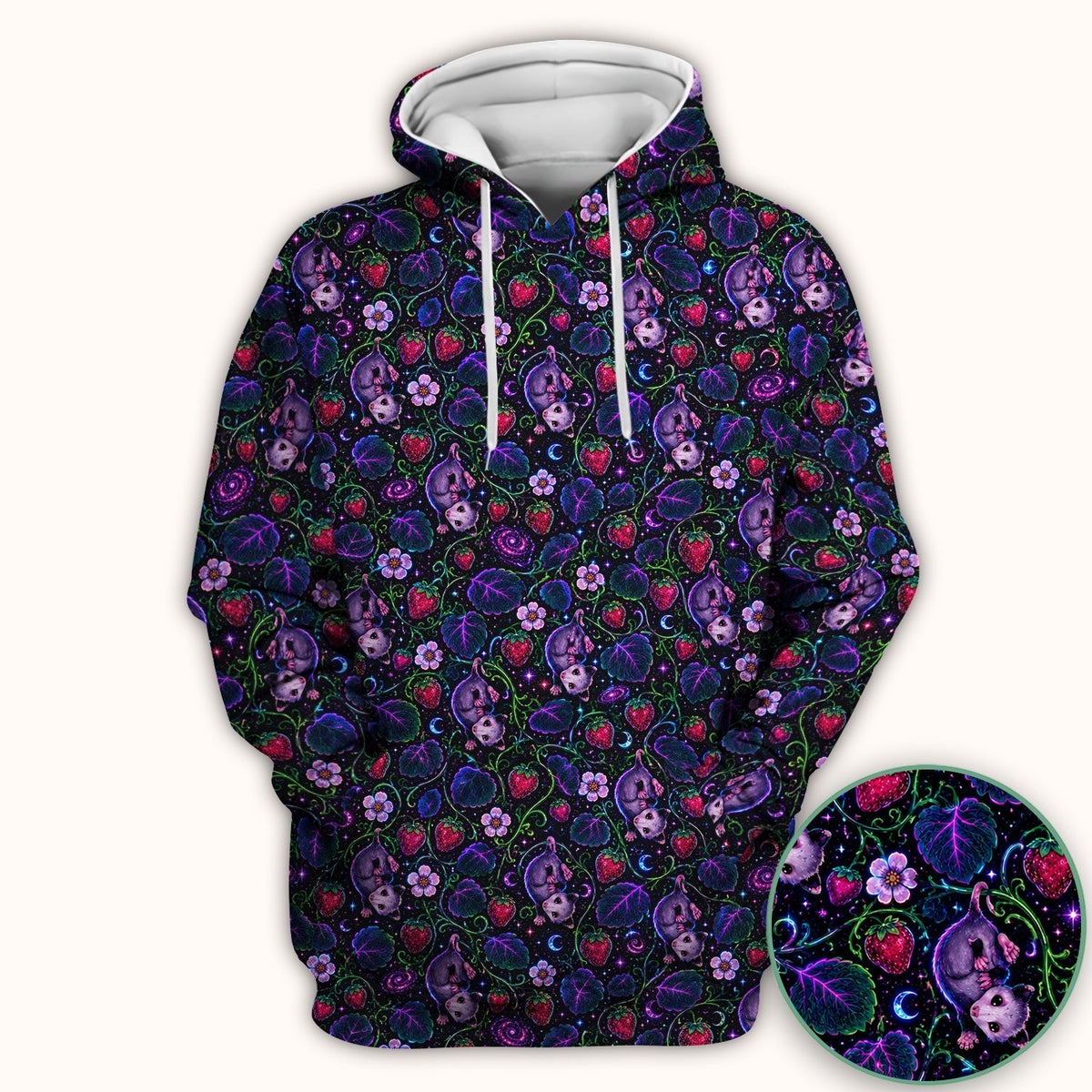 Galaxy Strawberry Opossum Nurse Scrub Top - Gift For Cat Lover