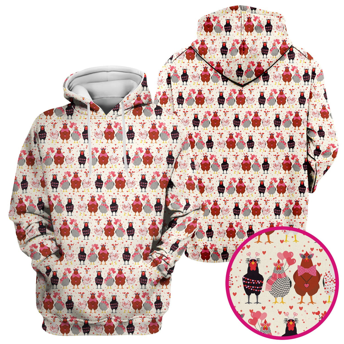Funny Chicken Valentine Scrub Top, Chicken Pattern Scrub Shirt For Nursing, Valentine Gift For Nurse