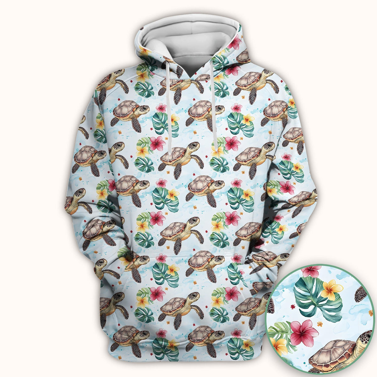 Sea Turtle Tropical Floral Nurse Scrub Top