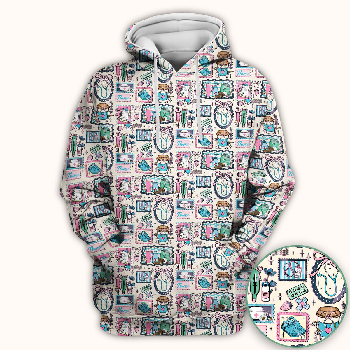 Stethoscope Syringe Frame Nurse Scrub Top