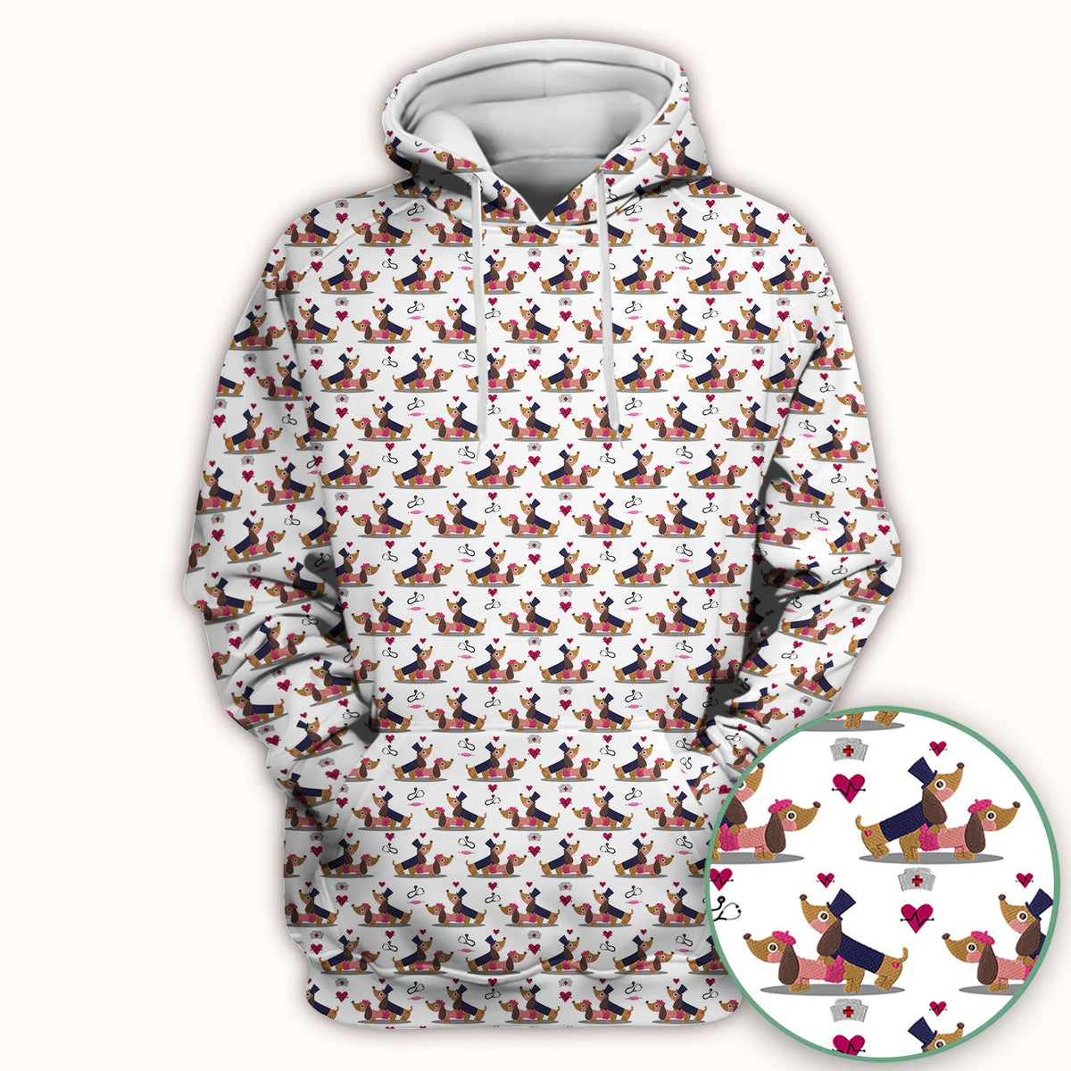 Dachshund Nurse Scrub Top - Valentines Day Gift
