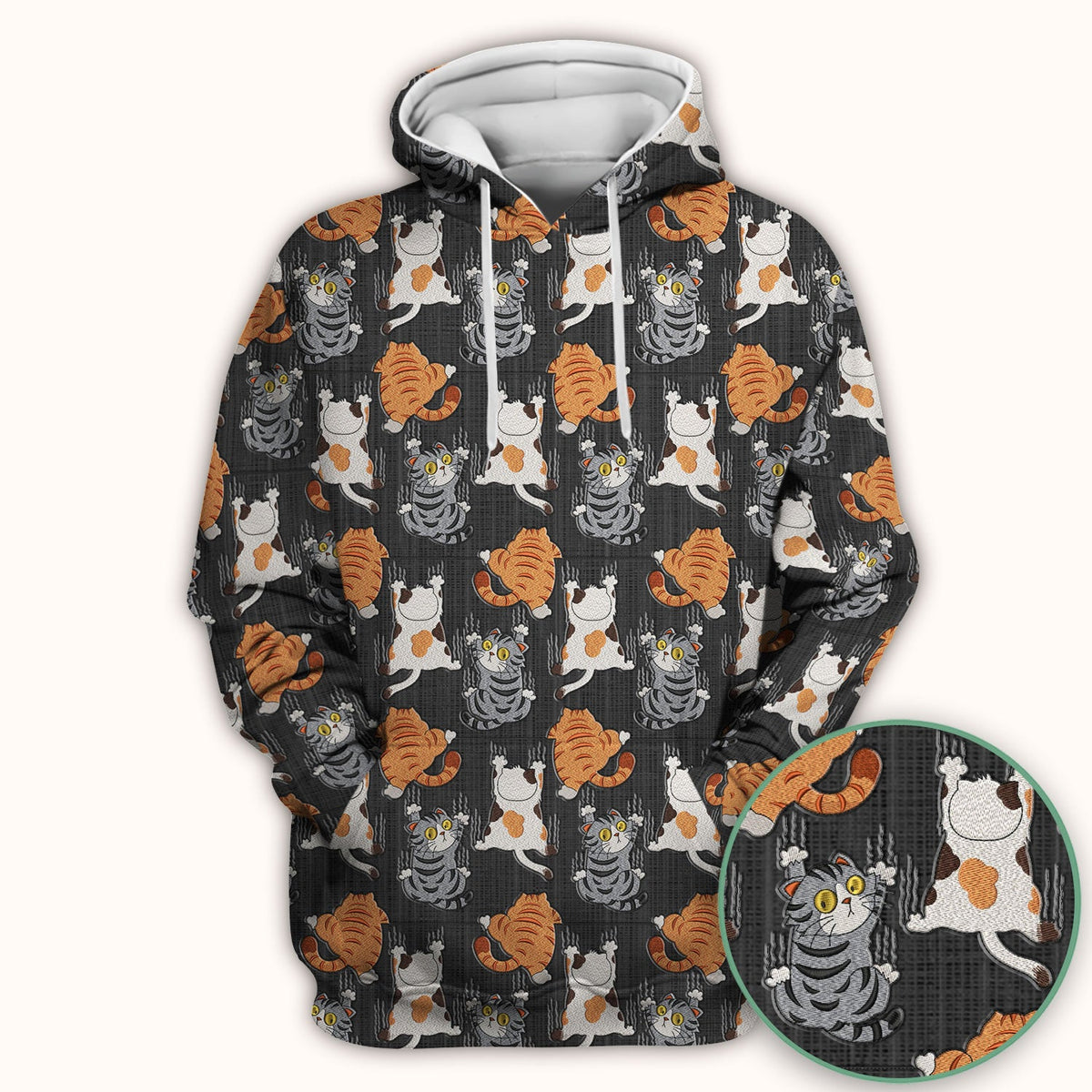 Cute Cat Pattern Nurse Scrub Top, Cats Medical Pattern Shirt, Breathable Fabrics Nursing Uniform