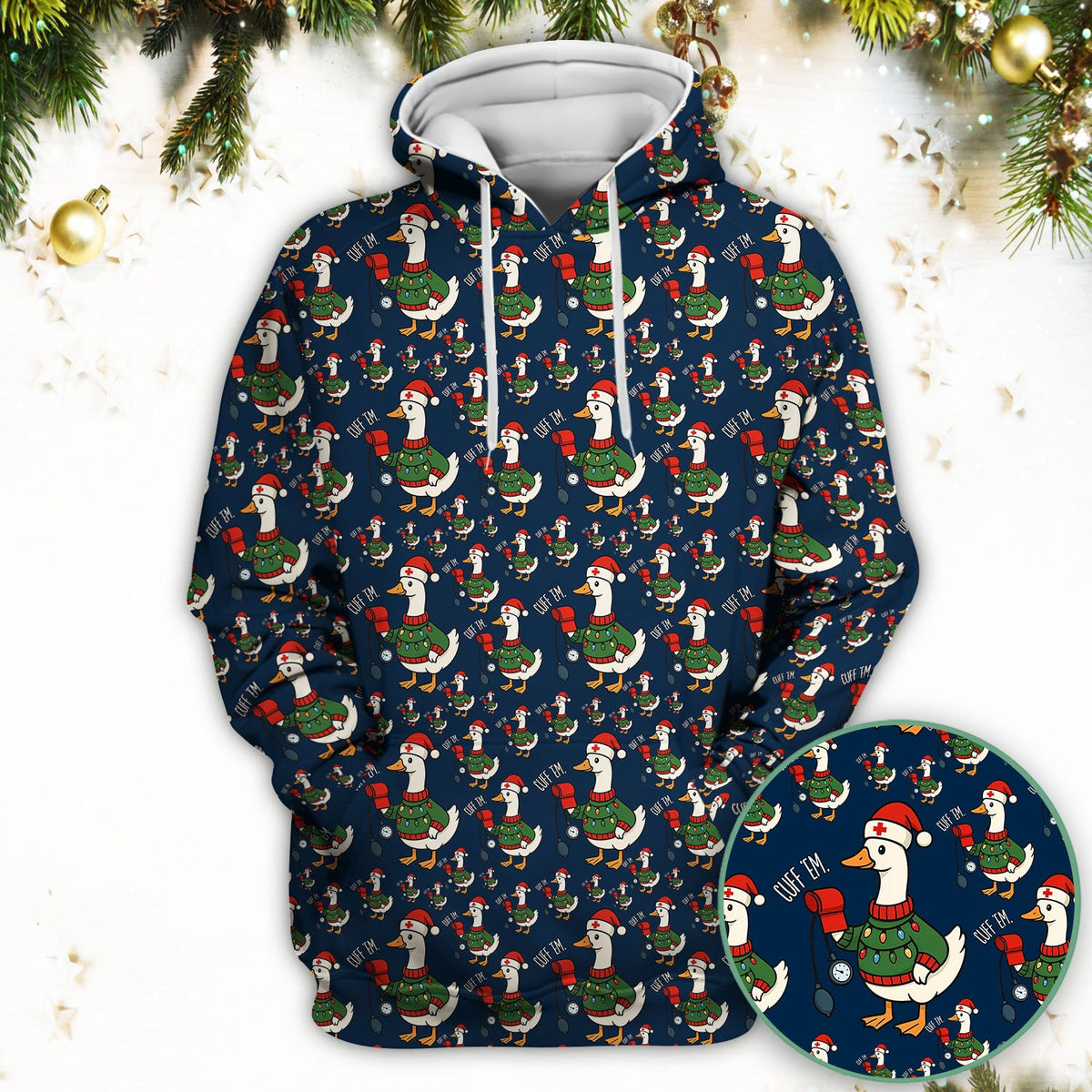 Christmas Duck Nurse Scrub Top