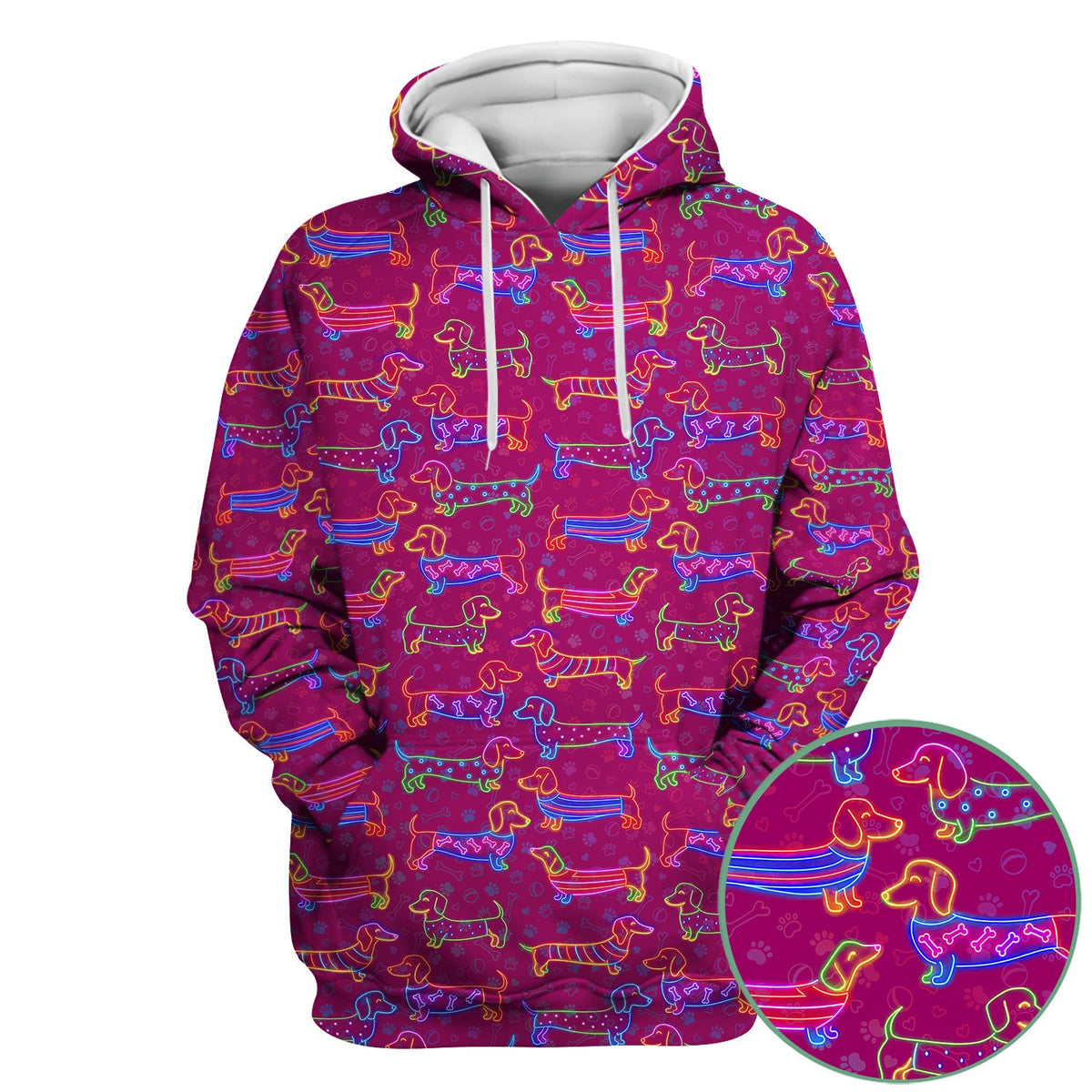 Neon Wiener Dog Nurse Scrub Top