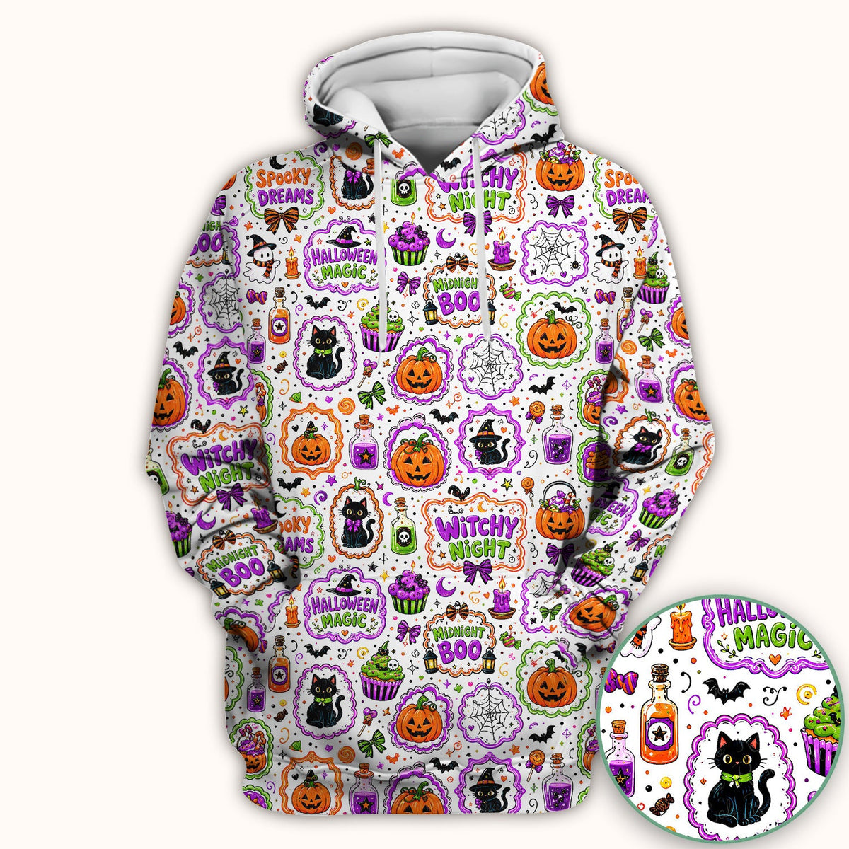 Halloween Black Cats Pumpkins Nurse Scrub Top