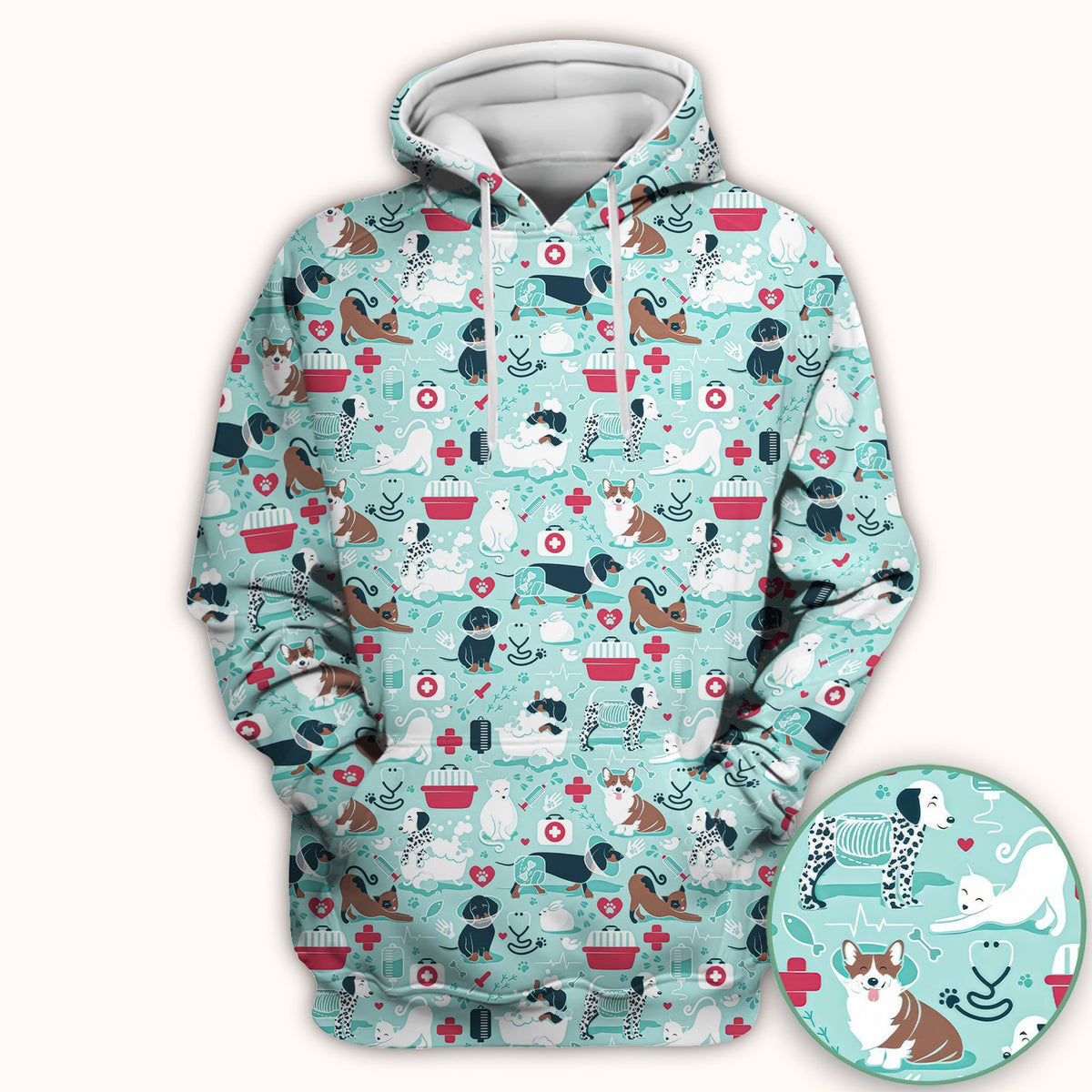 Dogs Veterinary Tools Nurse Scrub Top