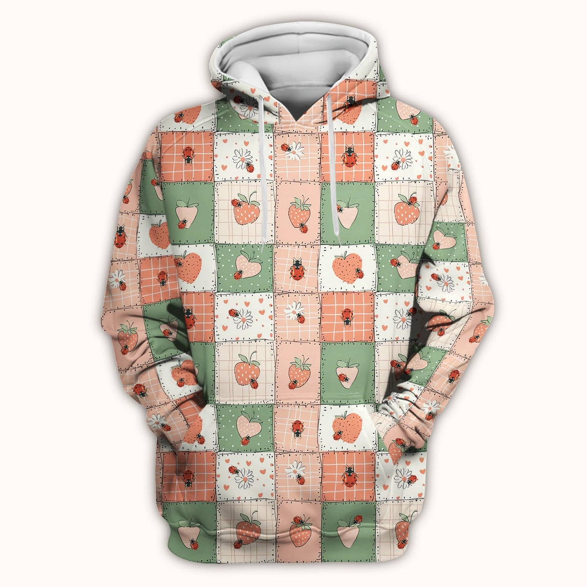 Strawberry Ladybug Patchwork Nurse Scrub Top