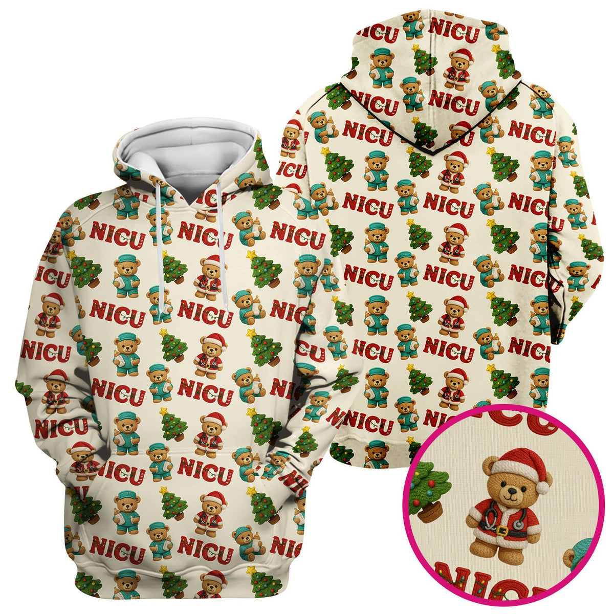 NICU Nurse Teddy Bear Scrub Top - Christmas Gift