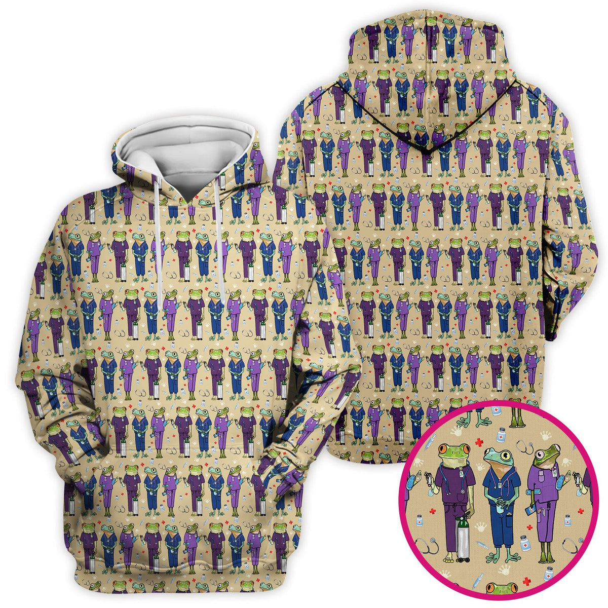 Frog Print Nurse Scrub Top