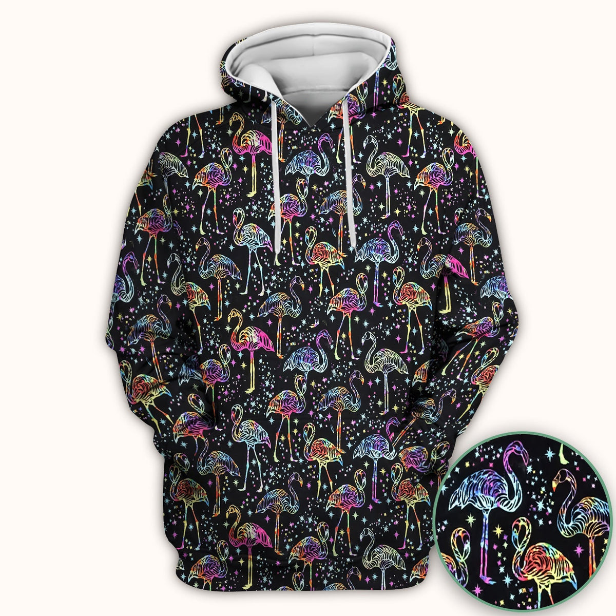 Neon Flamingo Starry Night Nurse Scrub Top