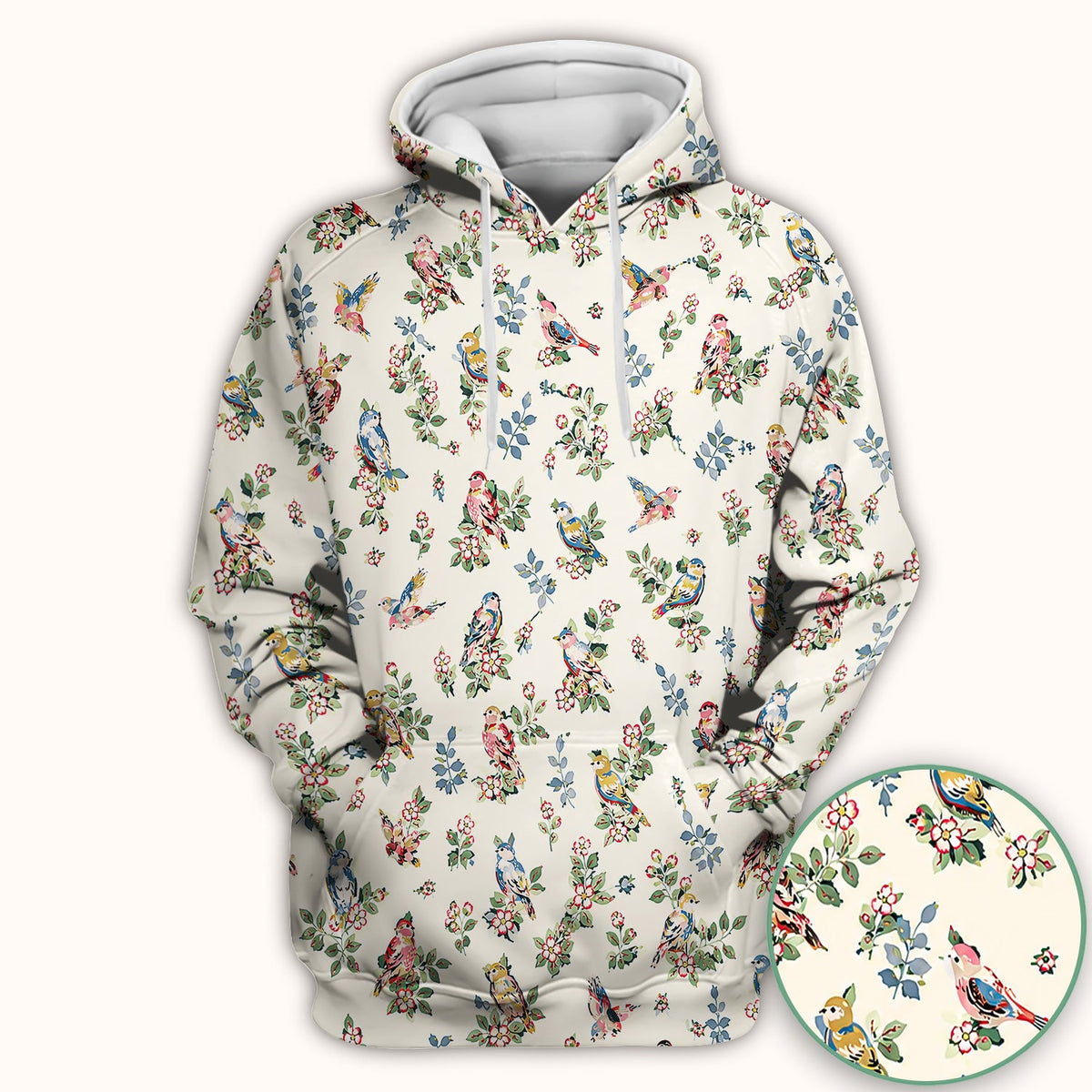 Vintage Birds Blossom Nurse Scrub Top