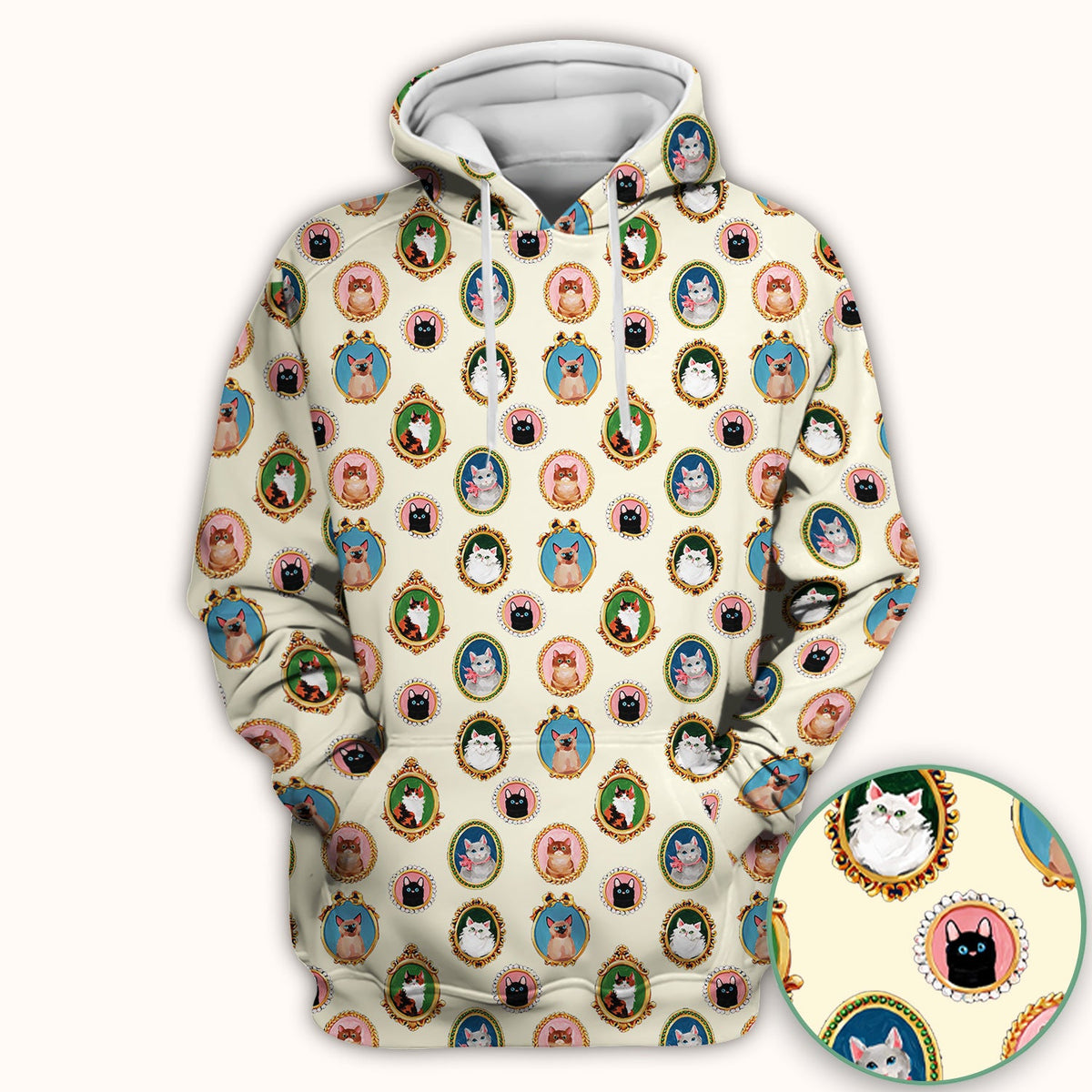 Vintage Cat Portrait Nurse Scrub Top