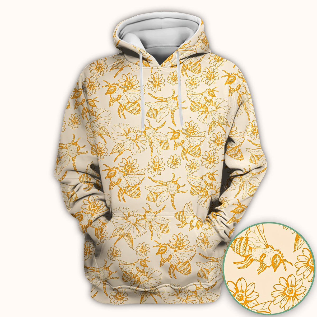 Honey Bee Flower Sketch Nurse Scrub Top