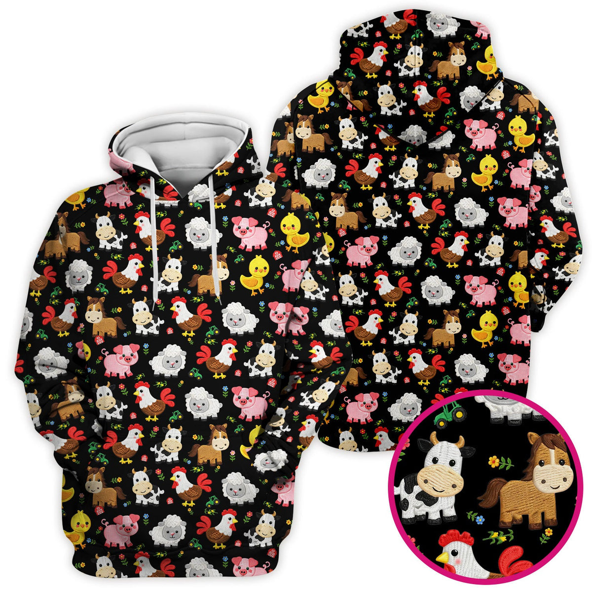Cartoon Farm Animal Nurse Scrub Top