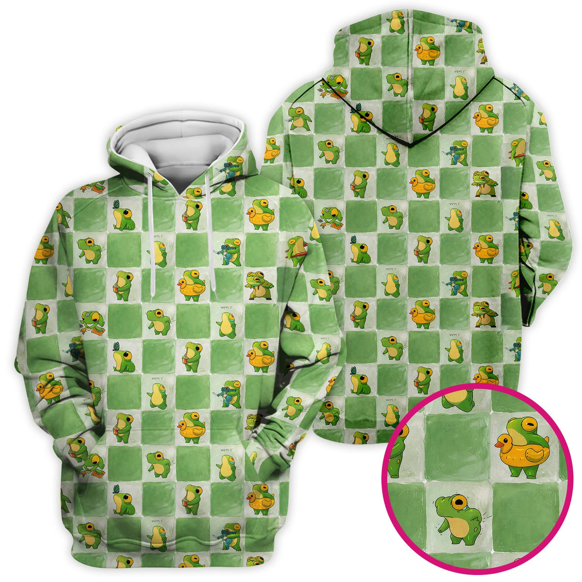 Frog Duck Checkerboard Nurse Scrub Top