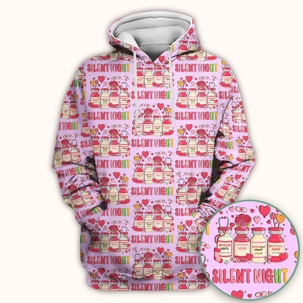 Valentine Silent Night Love Nurse Scrub Top