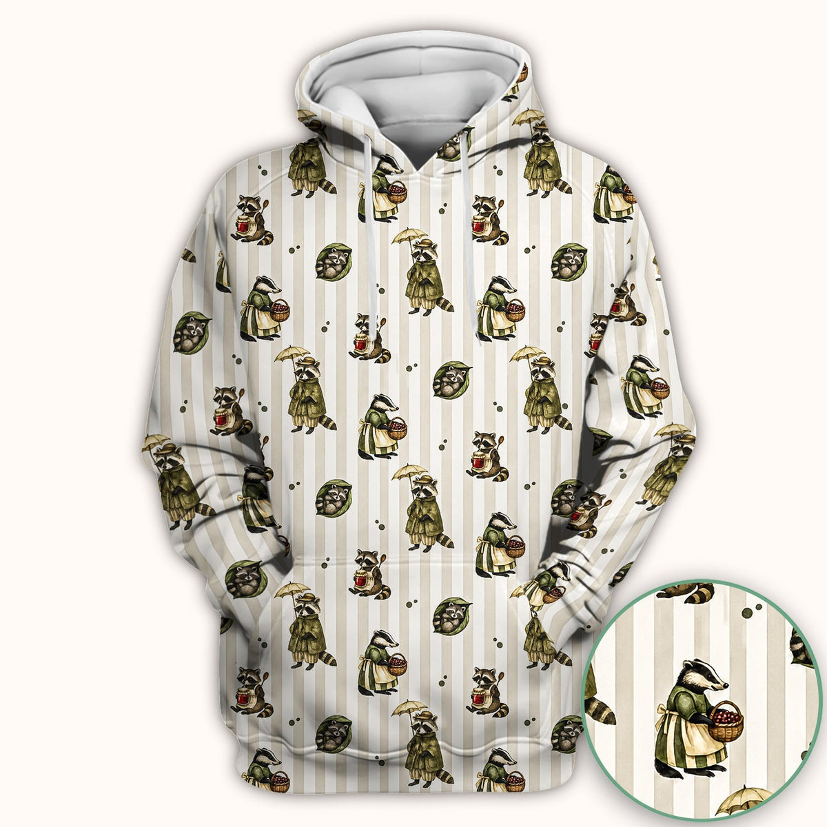 Woodland Raccoon Print Nurse Scrub Top