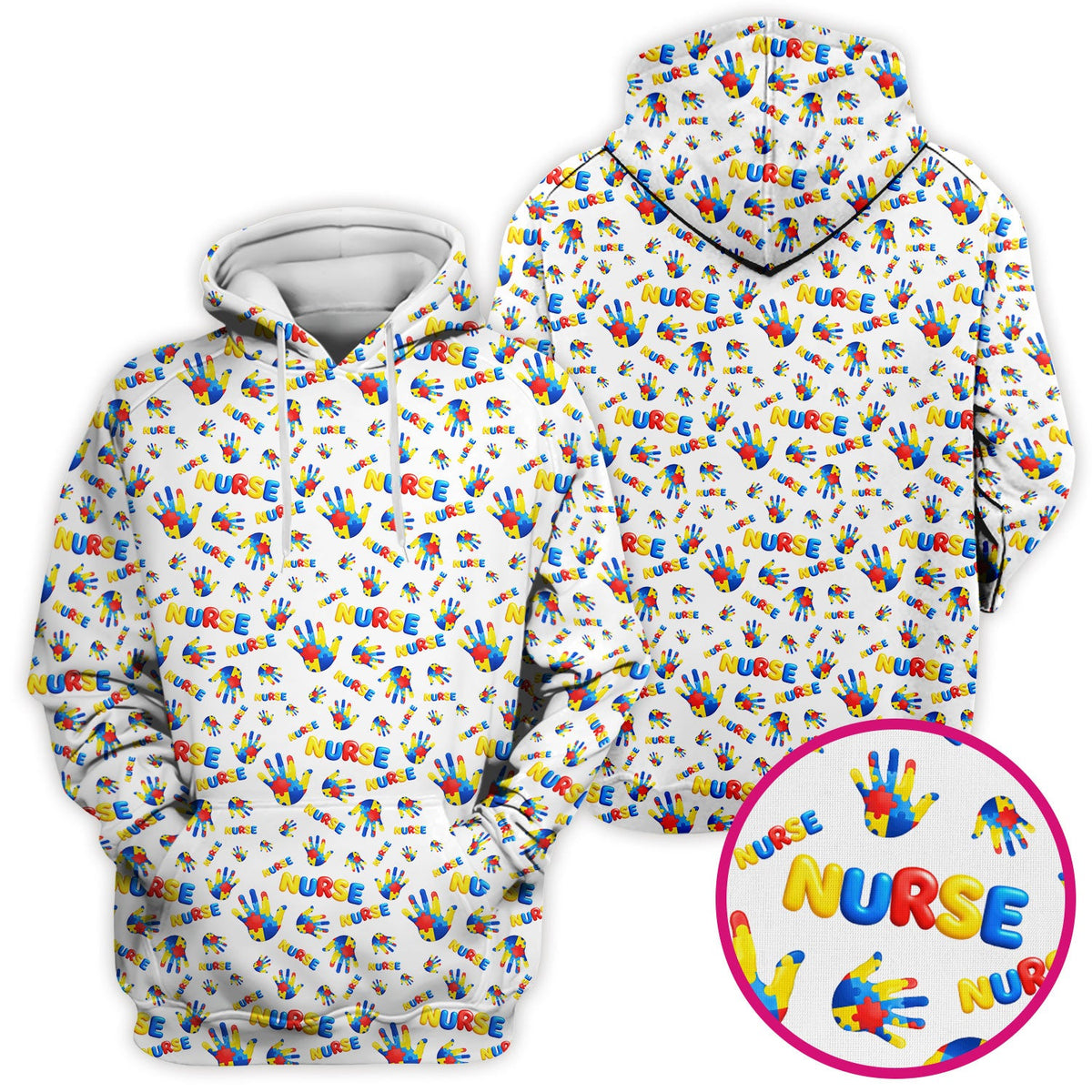 Colorful Autism Handprint Nurse Scrub Top
