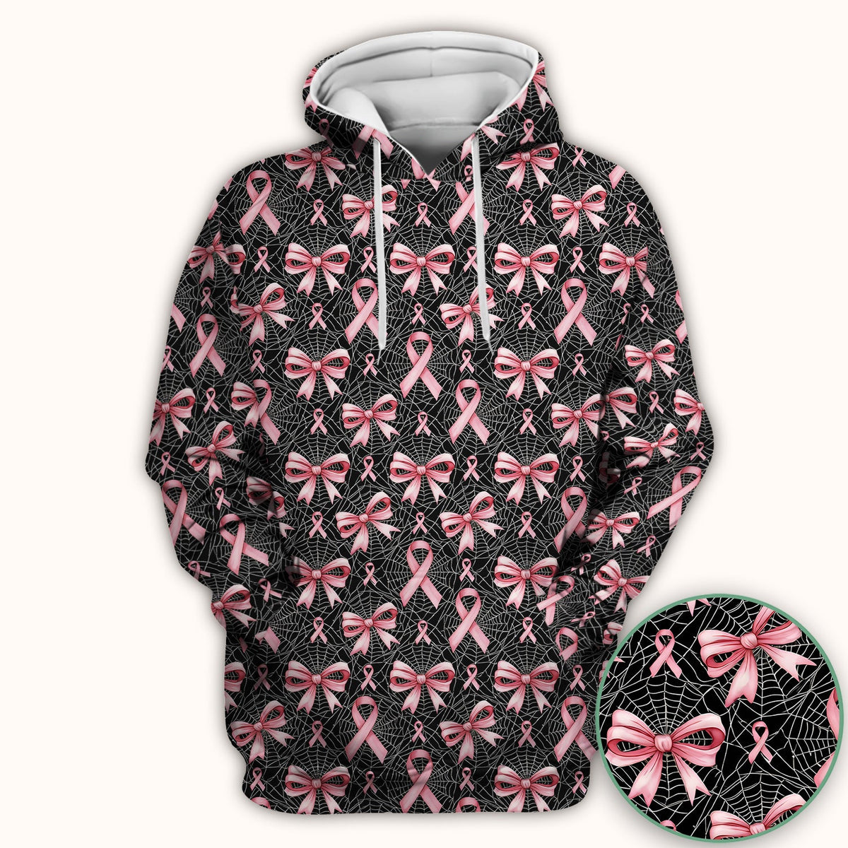 Pink Ribbon Pattern Nurse Scrub Top