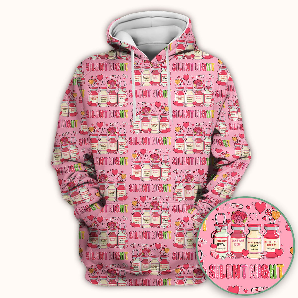 Valentine Silent Night Love Nurse Scrub Top