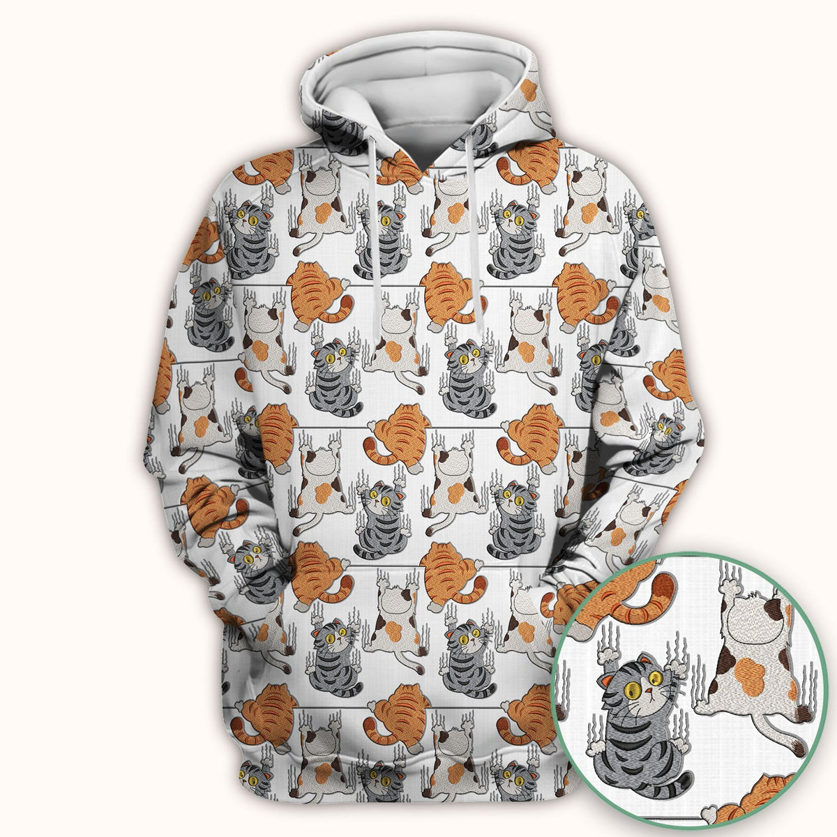 Cute Cat Pattern Nurse Scrub Top, Cats Medical Pattern Shirt, Breathable Fabrics Nursing Uniform