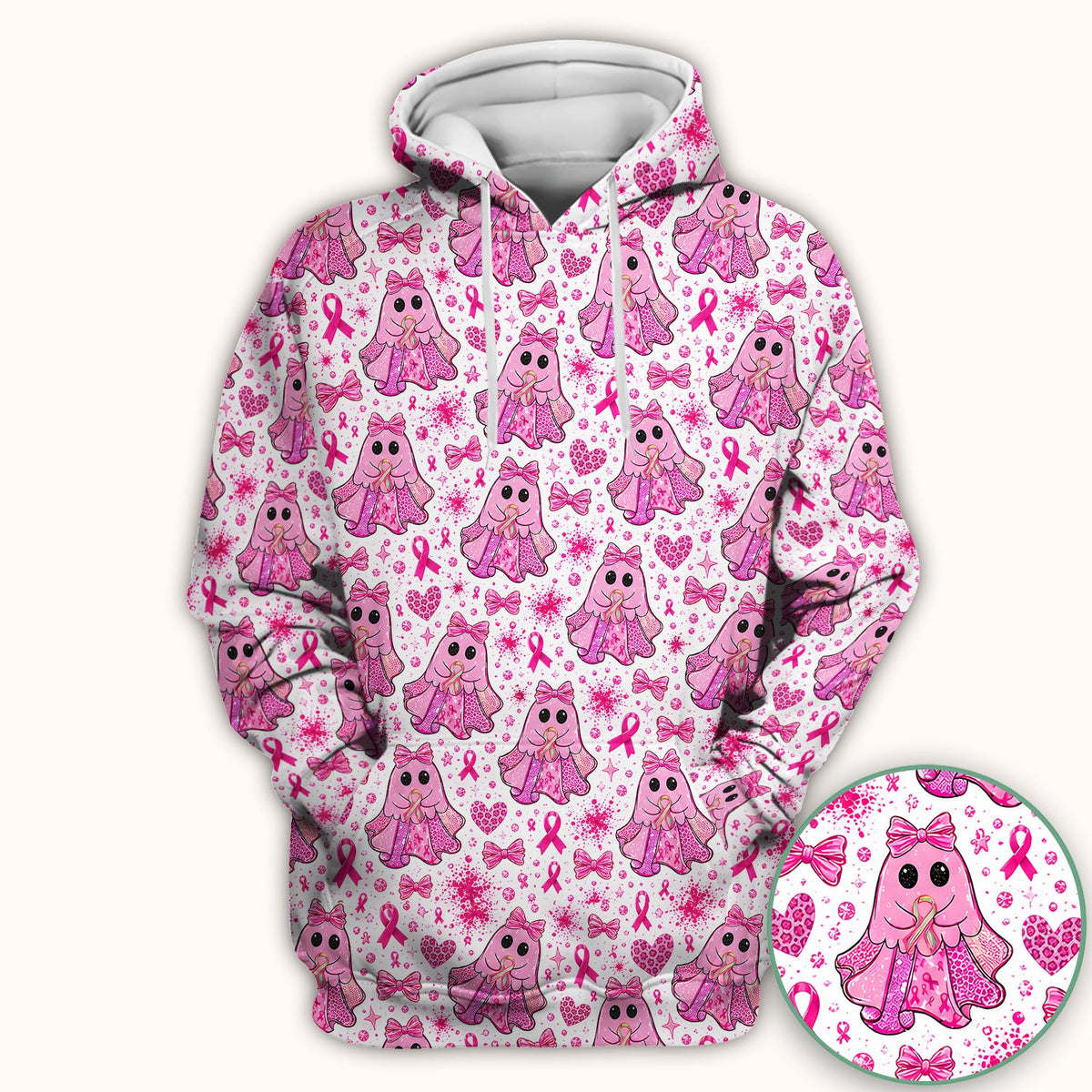 Breast Cancer Ribbon Ghost Princess Scrub Top, Comfortable Scrubs for Nurses