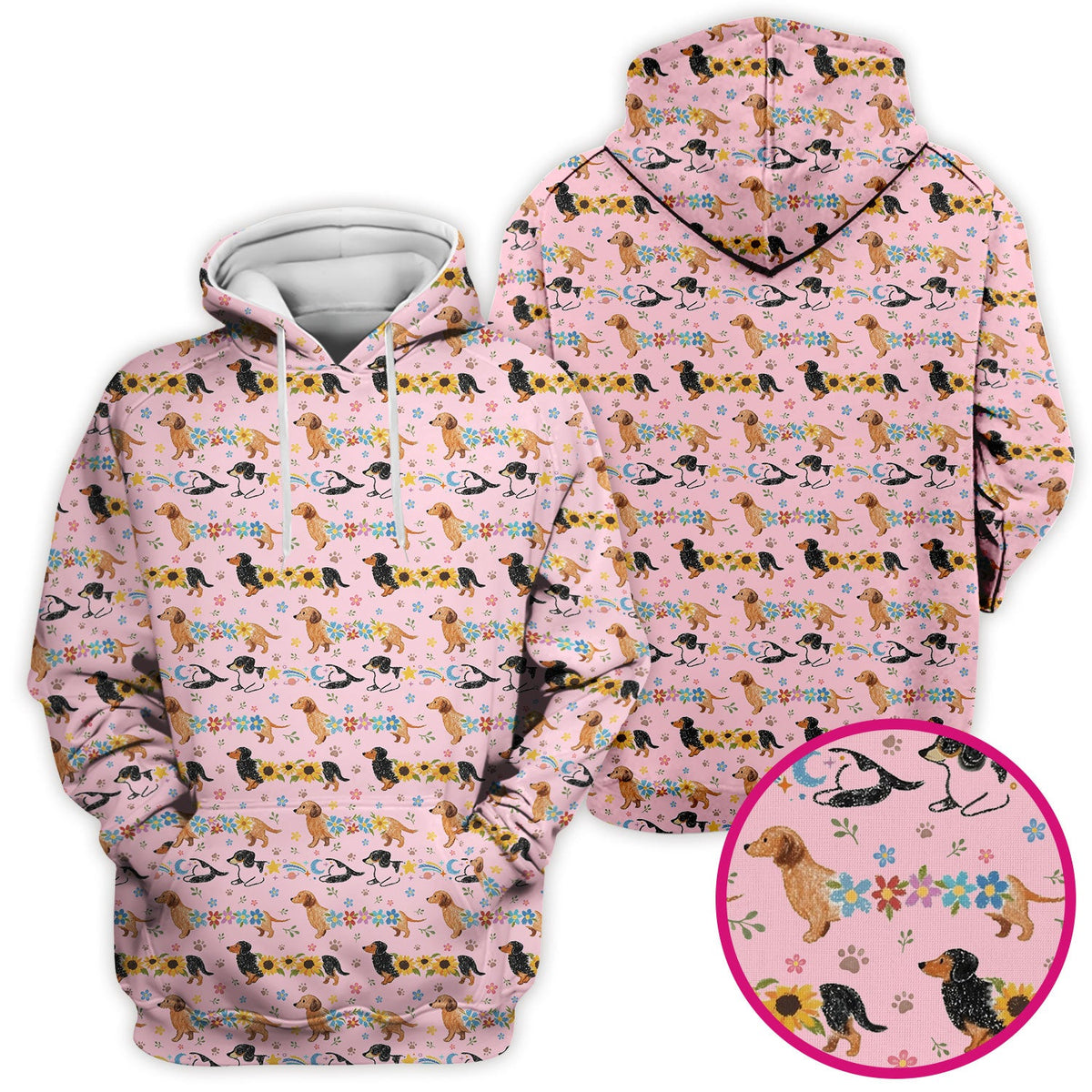 Floral Wiener Dog Nurse Scrub Top