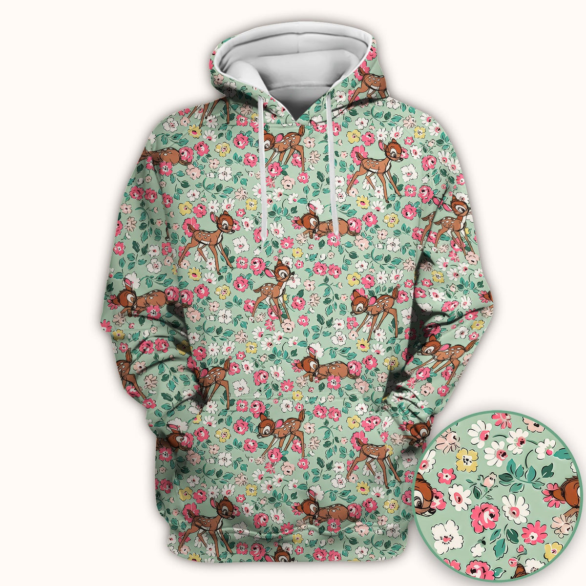 Cute Baby Deer Floral Nurse Scrub Top
