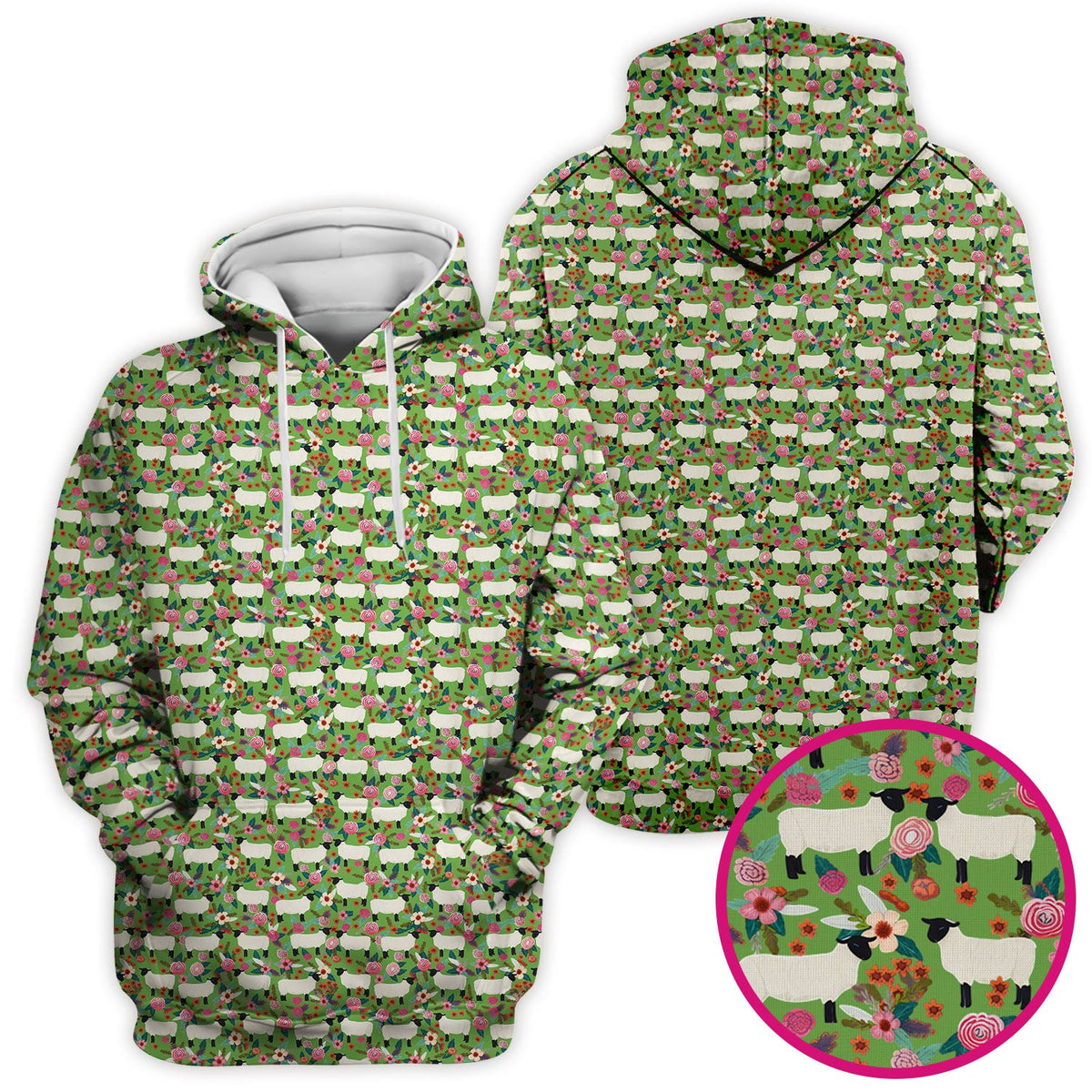 Sheep Floral Meadow Nurse Scrub Top