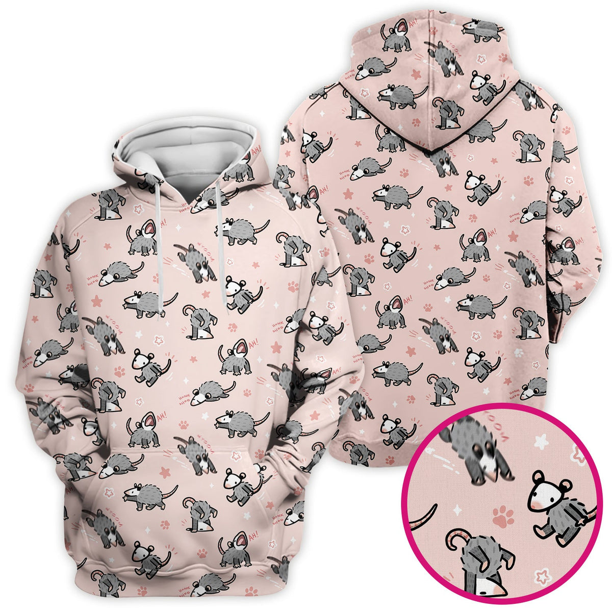 Cartoon Opossum Nurse Scrub Top