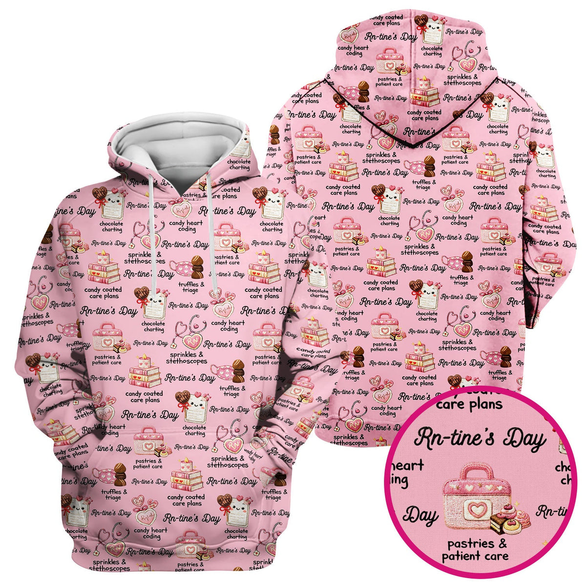 RN Sweets Valentine Stethoscope Nurse Scrub Top