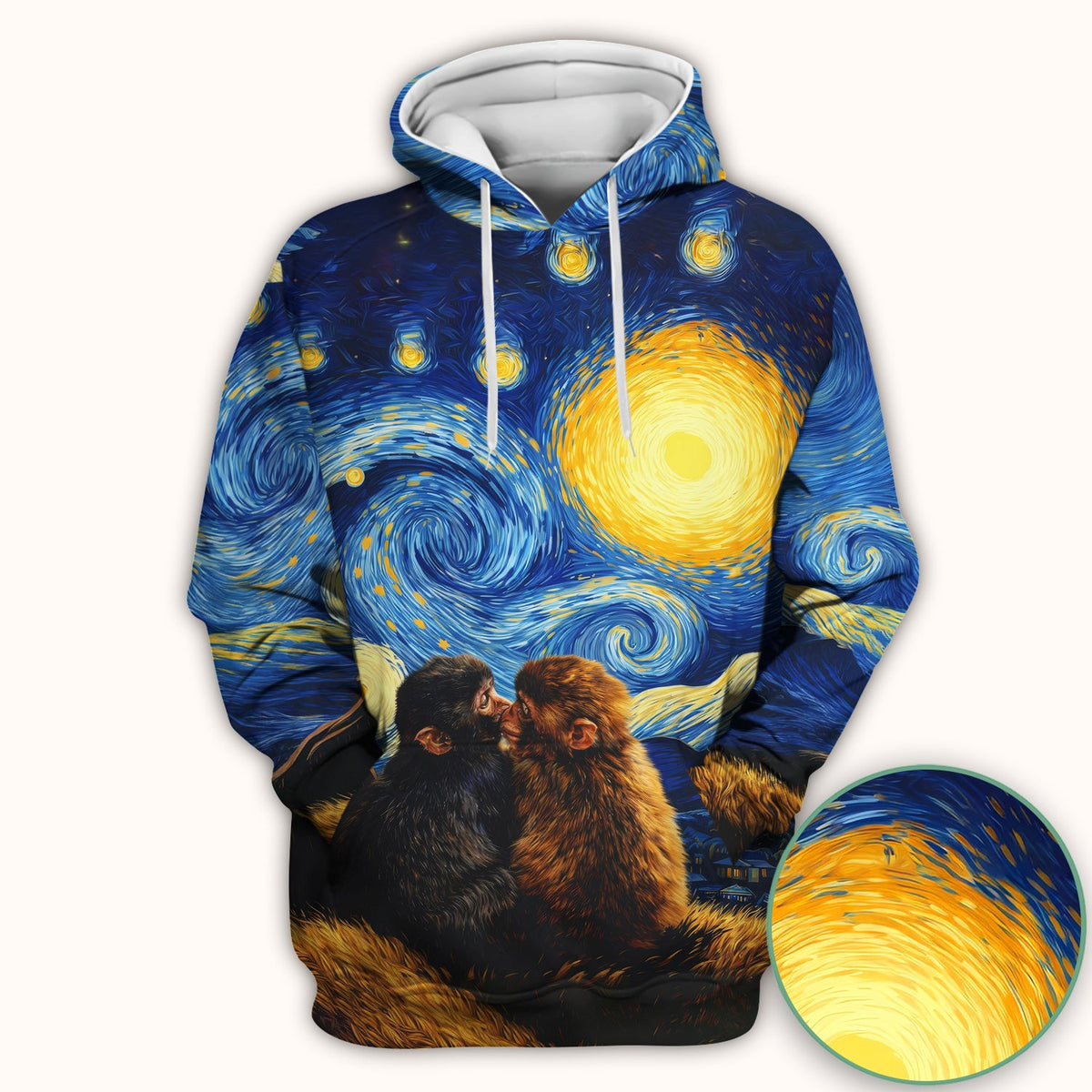 Romantic Monkey Night Sky Nurse Scrub Top