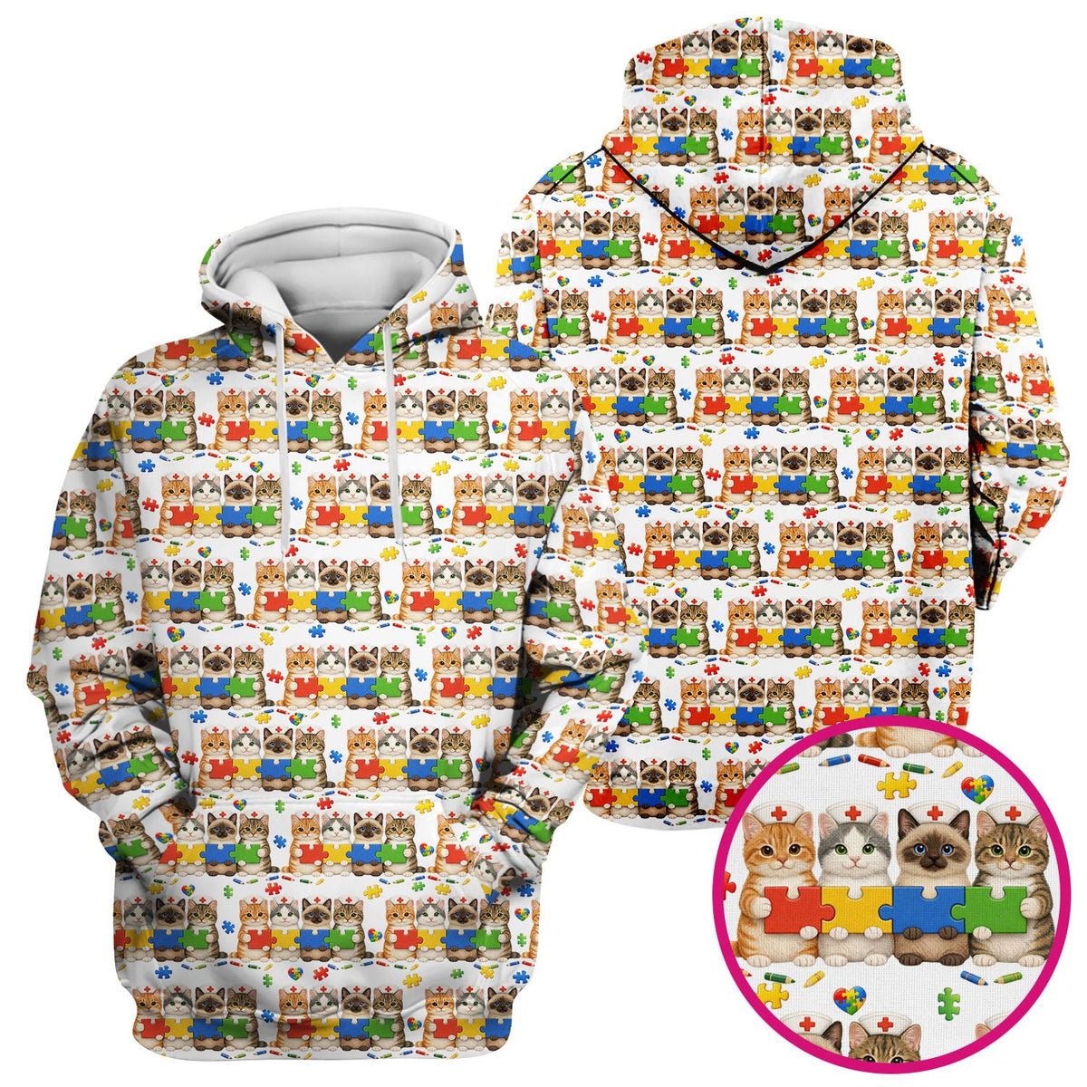 Autism Awareness Cat Nurse Scrub Top