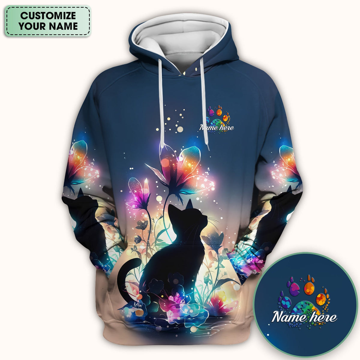 Personalized Cat Floral Glow Nurse Scrub Top