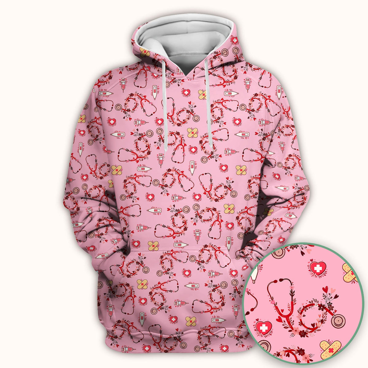 Heart Stethoscope Nurse Scrub Top