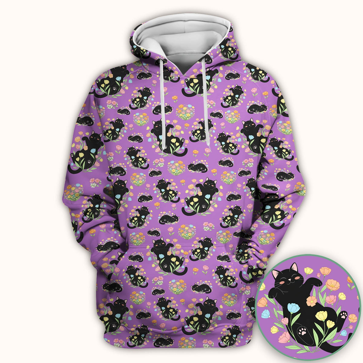 Cats Cute Poses Floral Nurse Scrub Top