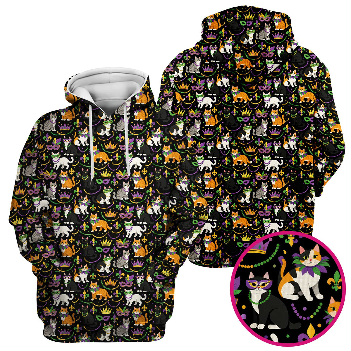 Cat Mardi Gras Nurse Scrub Top