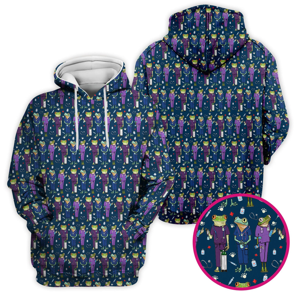 Frog Print Nurse Scrub Top