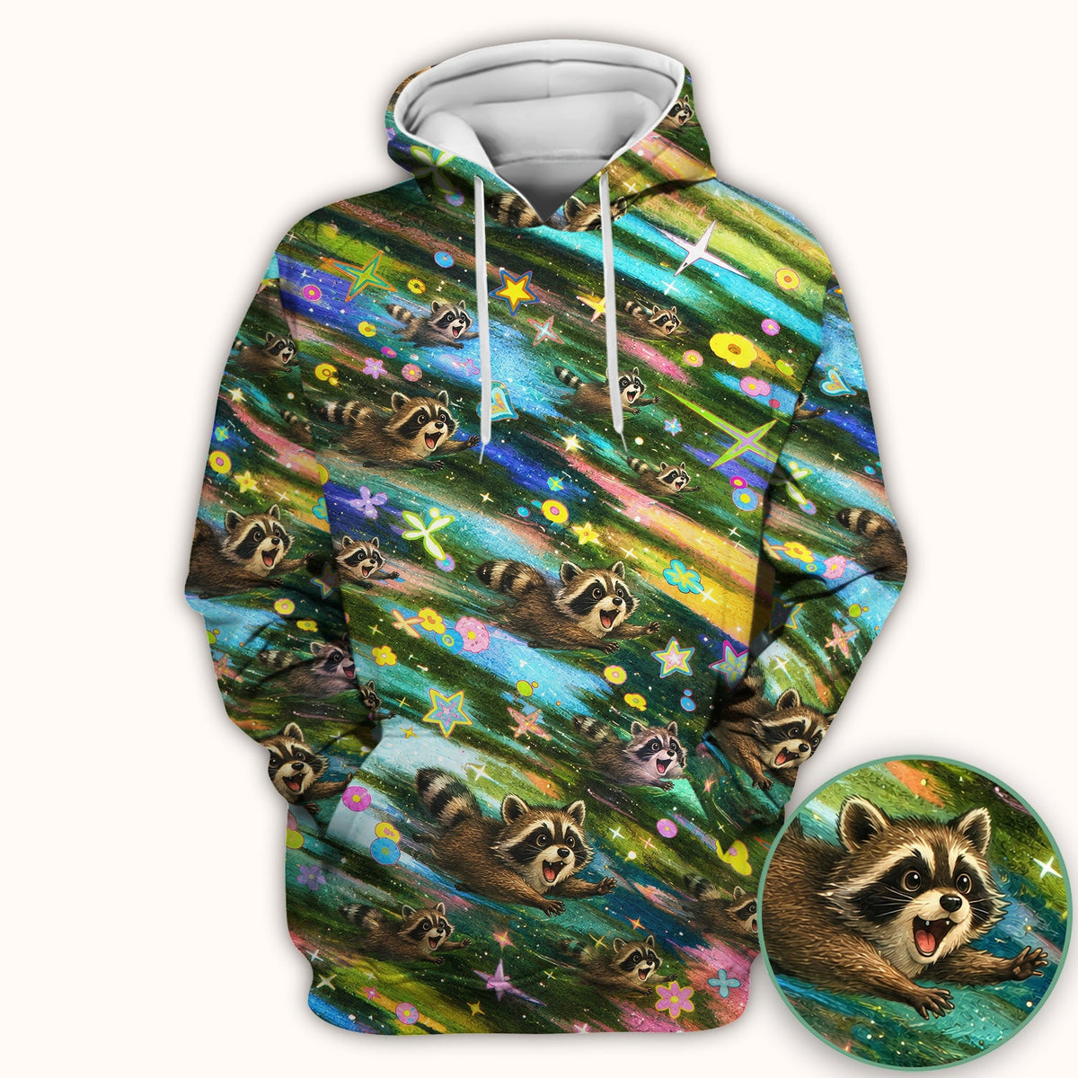 Raccoon Rainbow Dash Nurse Scrub Top