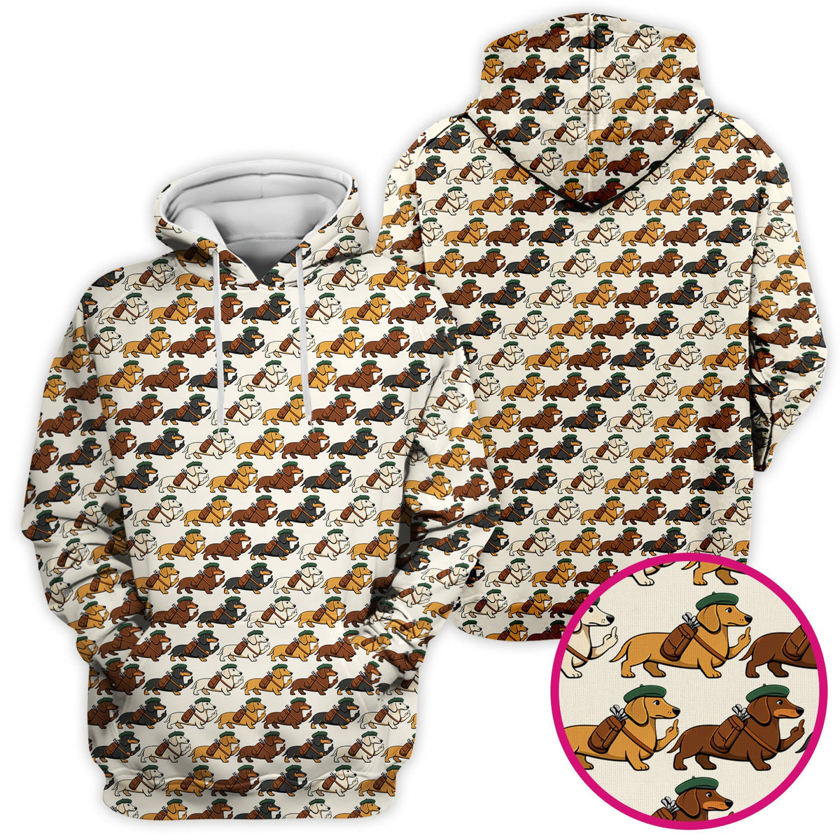 Dachshund Hat And Backpack Nurse Scrub Top