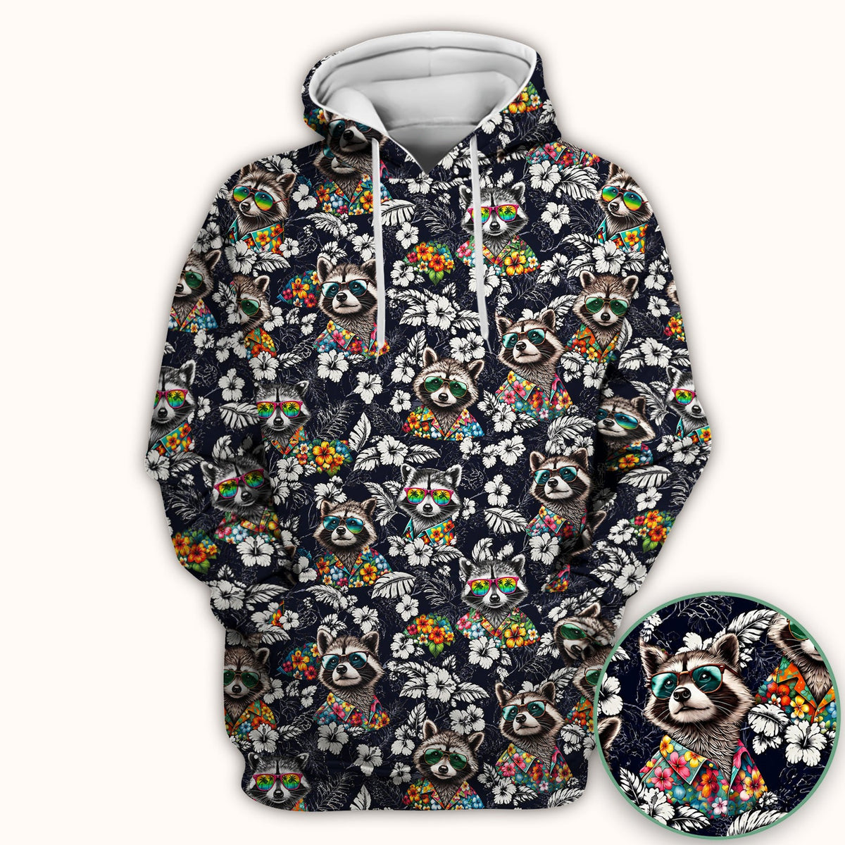 Tropical Raccoon Floral Nurse Scrub Top