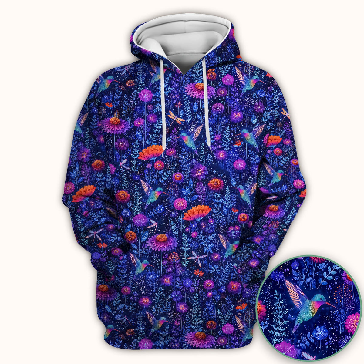 Enchanted Hummingbird Wildflower Garden Nurse Scrub Top