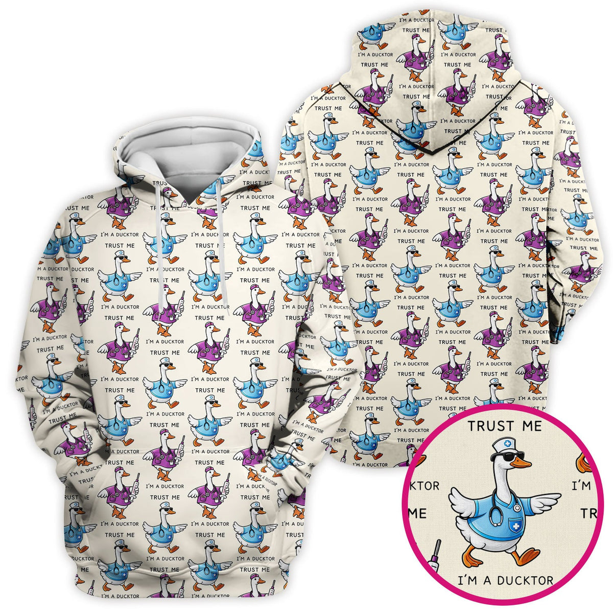 Duck Cartoon Nurse Scrub Top
