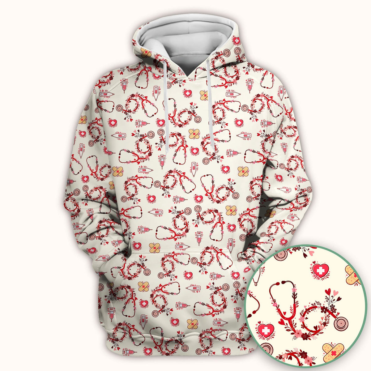 Heart Stethoscope Nurse Scrub Top