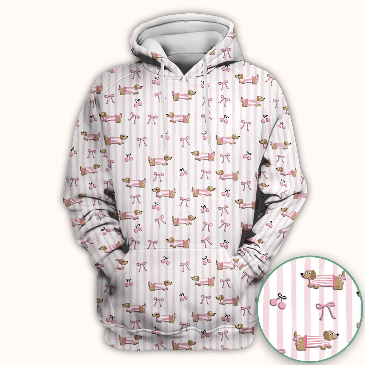 Dachshund Pink Stripe Nurse Scrub Top