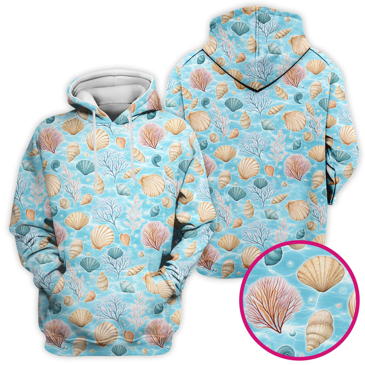 Coastal Seashell And Coral Reef Nurse Scrub Top