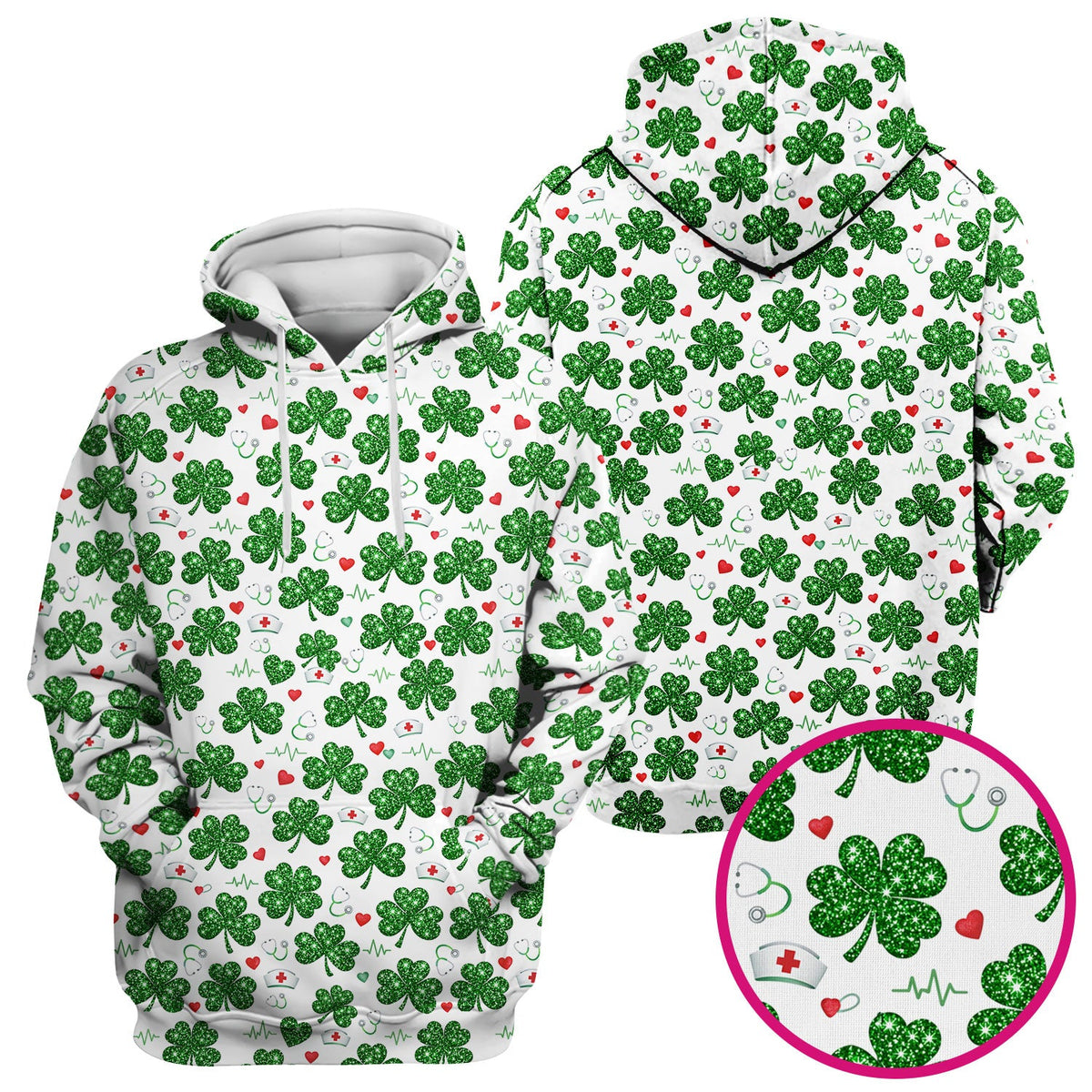 St Patrick Clover Nurse Scrub Top
