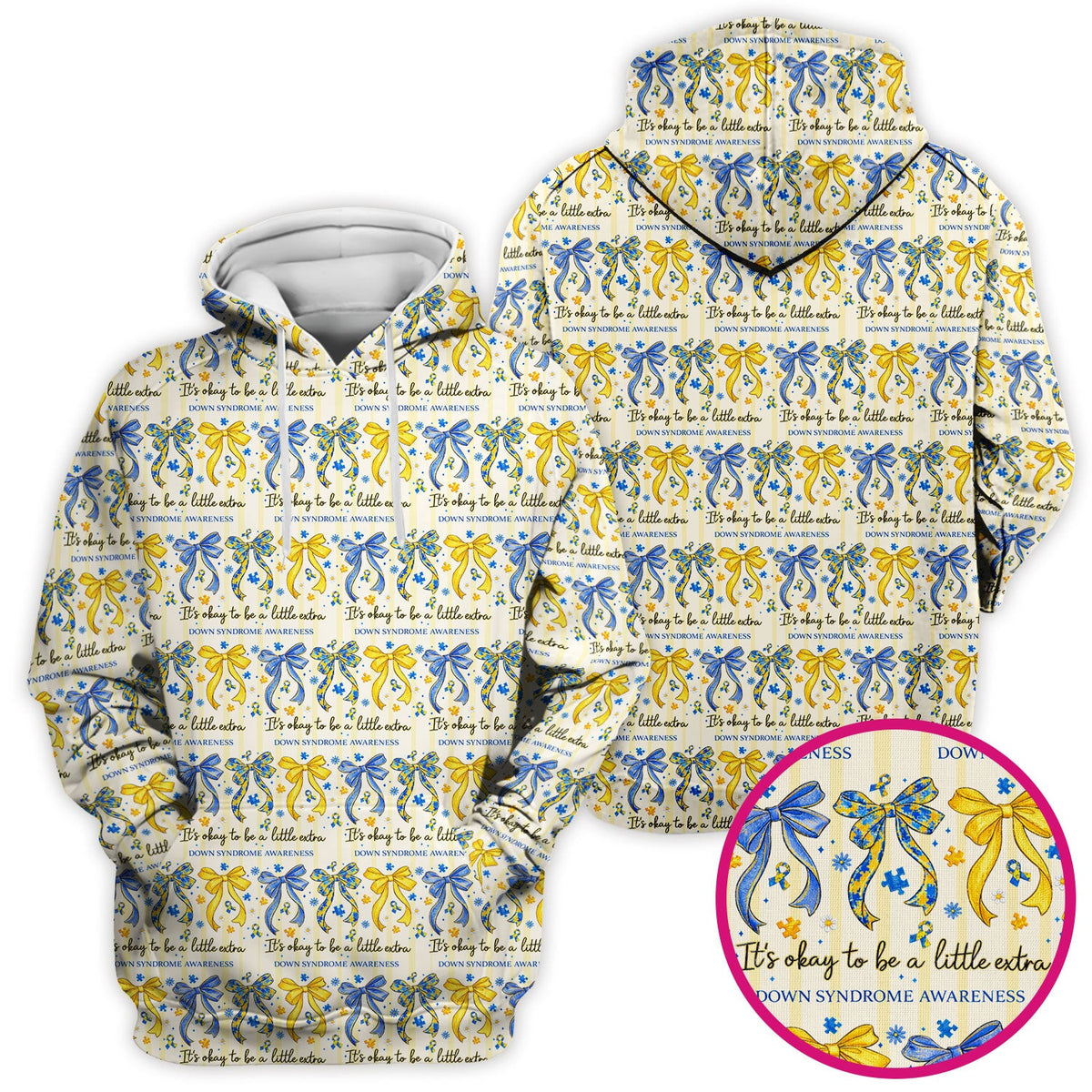 Down Syndrome Awareness Ribbon Pattern Scrub Top Comfortable Nurse Workwear Top