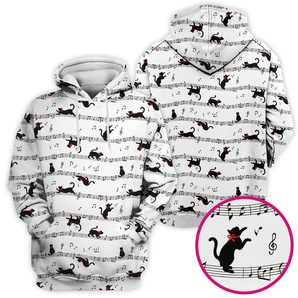 Dancing Black Cat Music Nurse Scrub Top