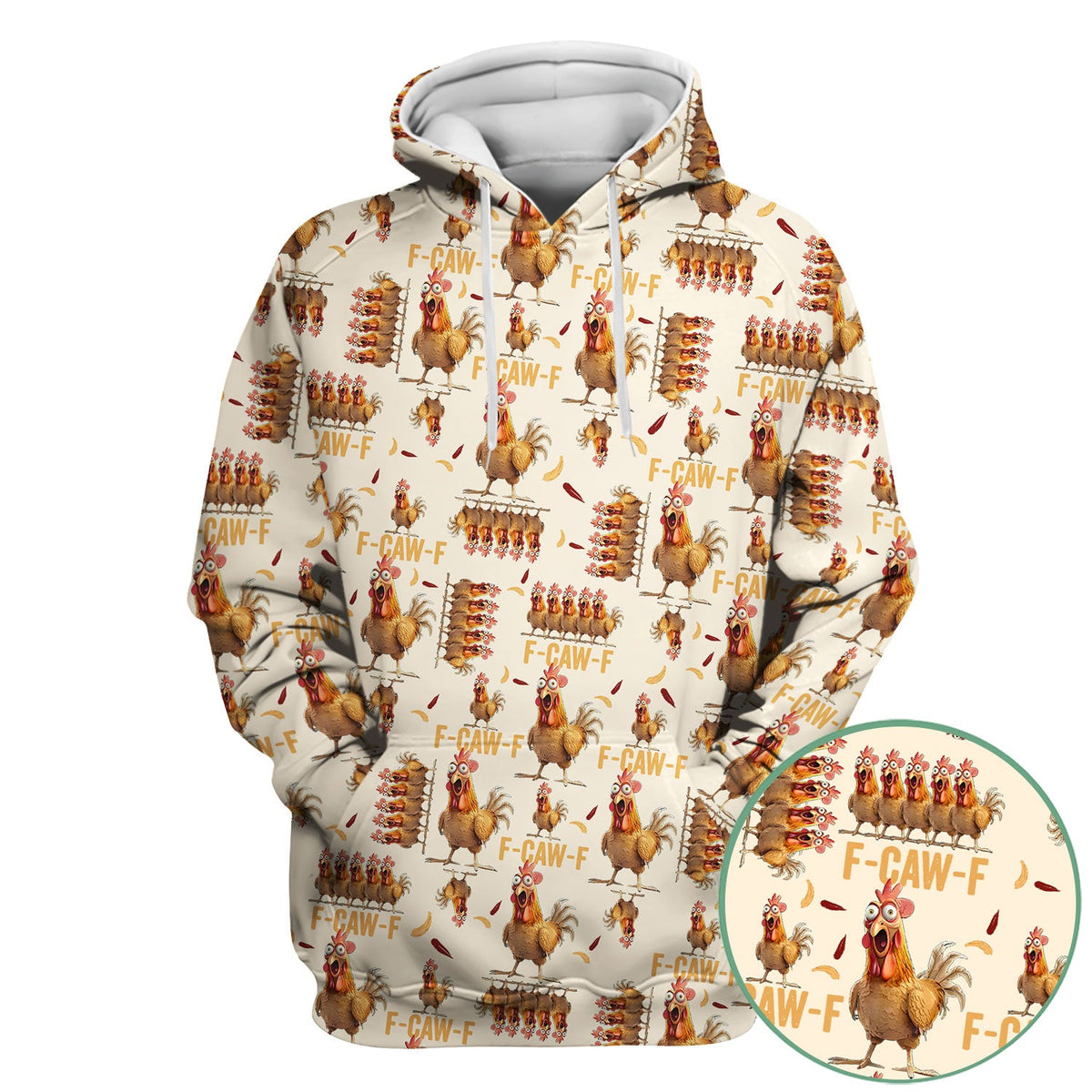 Funny Chicken Nurse Scrub Top for Women - Crazy Rooster F-CAW-F Medical Shirt - Quirky Farm Animal Nursing Uniform Gift RN LPN CNA